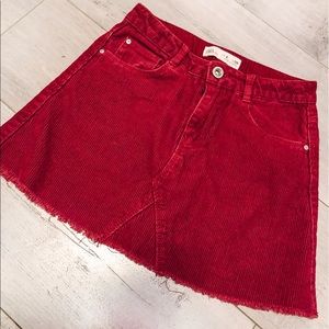 Zara kids girls skirt in red corduroy size 8